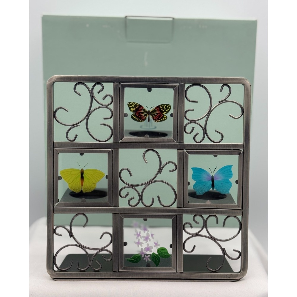 Partylite P7729 Butterfly Tealight Easel Candle Holder - NEW Open Box - Glass
